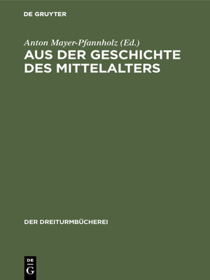 cover image of Aus der Geschichte des Mittelalters